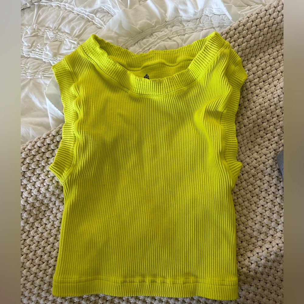 Free people movement yellow green crop tank